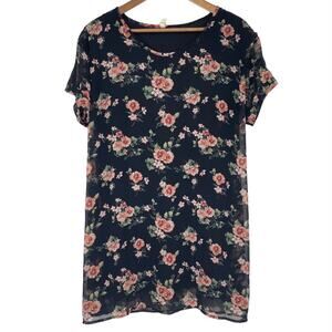 PINKBLUSH Floral Short Sleeve Maternity Mini Dress Black Pink Size Medium